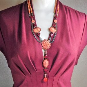 Orgasmic Vintage Carved Coral Statement Necklace